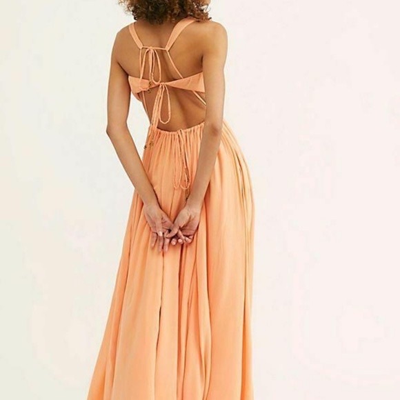 Free People Yes Please Sexy Strappy Open Back Side Slit Maxi Dress - Picture 2 of 11